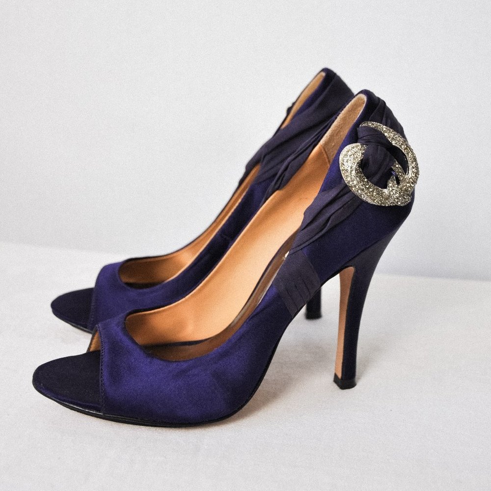 Badgley Mishka Purple Satin High Heels